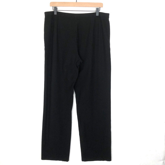 EILEEN FISHER Wide Leg Trousers Pants Women's L Black Minimalist Closet Staple - Picture 1 of 8